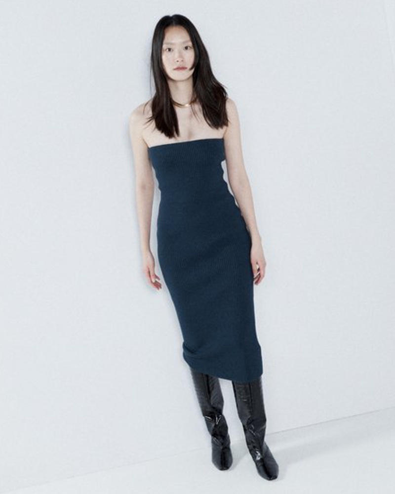 Raey Damen Knitted Rib Bandeau Dress
