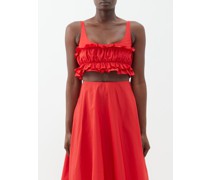 Lana Ruffled Taffeta Cropped Top