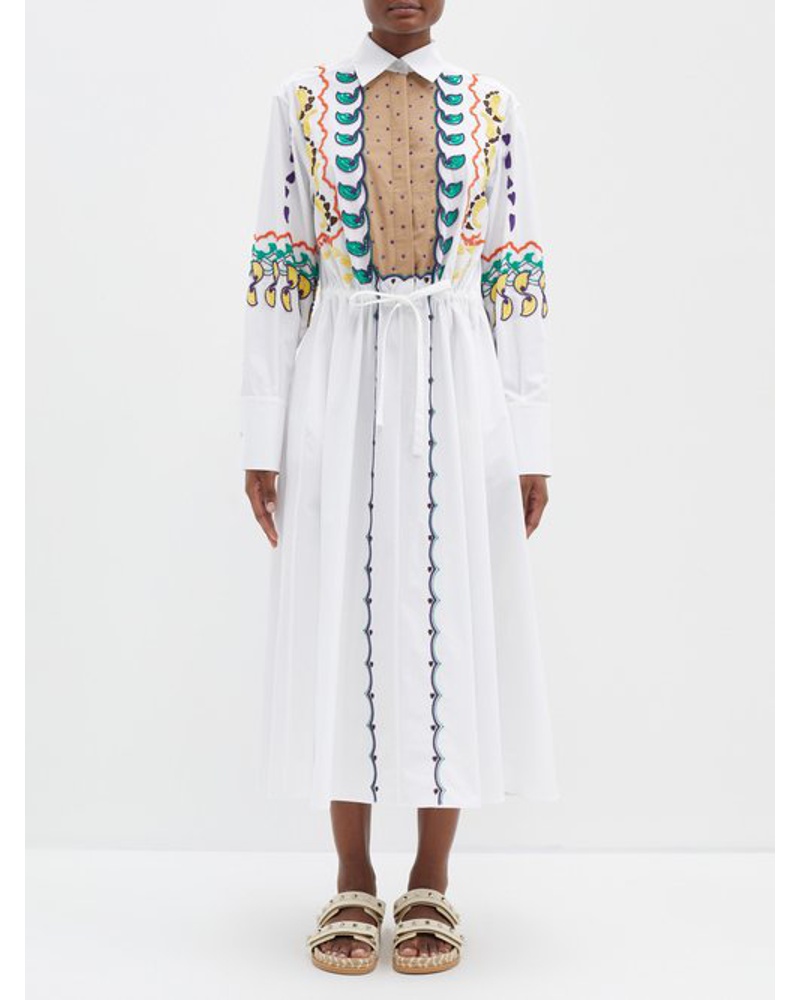 Valentino Garavani Damen Panelled Paisley-embroidered Cotton Shirt Dress