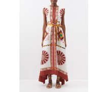 San Carlo Geometric-print Silk-twill Maxi Dress