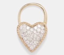 Heart Padlock Diamond & 9kt Gold Single Earring