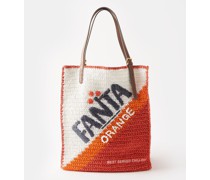 Fanta Straw And Leather Tote Bag