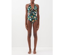 Bow Printed Halterneck Swimsuit