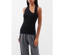 Asymmetric Ribbed-knit Tank Top