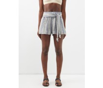 Farrah Striped Linen-blend Gauze Shorts