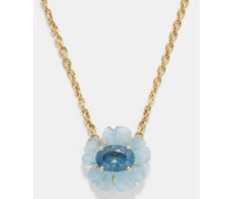 Tropical Flower Aquamarine & 18kt Gold Necklace