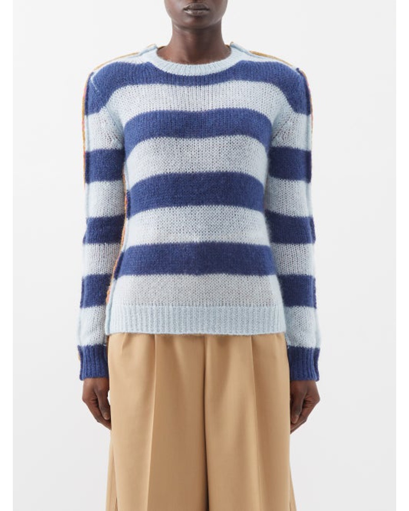 Marni Damen Striped Combo-knit Wool-blend Sweater