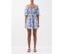 Faye Tropical-print Cotton-blend Poplin Mini Dress