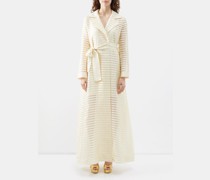 Waist-tie Striped Coat