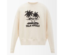 Sunset Palms-embroidered Cotton-jersey Sweatshirt