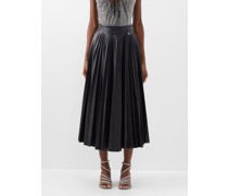 Pleated Faux-leather Skirt