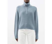 Millie Quarter-zip Ribbed Cashmere Sweater