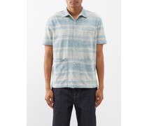 Patch-pocket Striped Cotton Short-sleeved Shirt