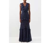 Rita Ruffled Floral-print Silk Maxi Dress