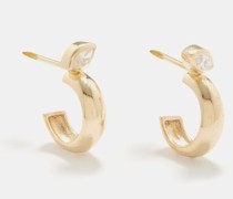 Diamond & 14kt Gold Hoop Earrings