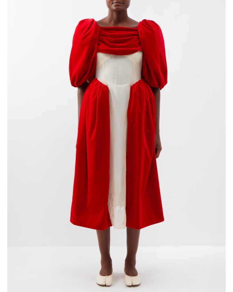 Simone Rocha Damen Puff-sleeved Organza-insert Cotton-velvet Dress