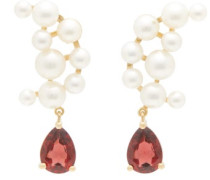 Blood Sisters Garnet, Pearl & Gold Earrings