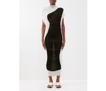 Colour-block Technical-pleated Midi Dress