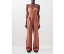Minnie Button-front Linen Jumpsuit