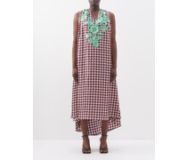 Aulia Embroidered Polka-dot Silk-blend Dress