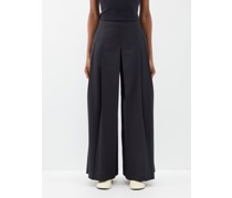 Estelle Pleated Crepe Wide-leg Trousers