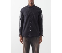 Frayed Floral-print Cotton Shirt