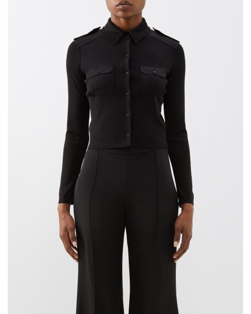 Saint Laurent Damen Point-collar Knitted Shirt