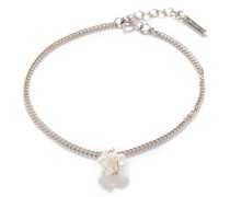 Pearl & Platinum-plated Sterling-silver Bracelet