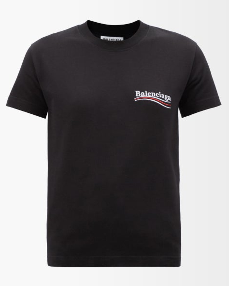 Balenciaga Damen Logo-embroidered Cotton-jersey T-shirt