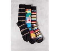Pack Of Three Signature-striped Cotton-blend Socks