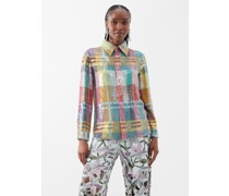 Madras-check Sequinned Georgette Shirt