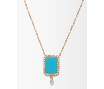 Octagon Diamond, Turquoise & 18kt Gold Necklace