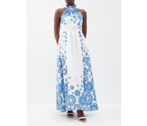 Stella Halterneck Print Cotton-blend Maxi Dress