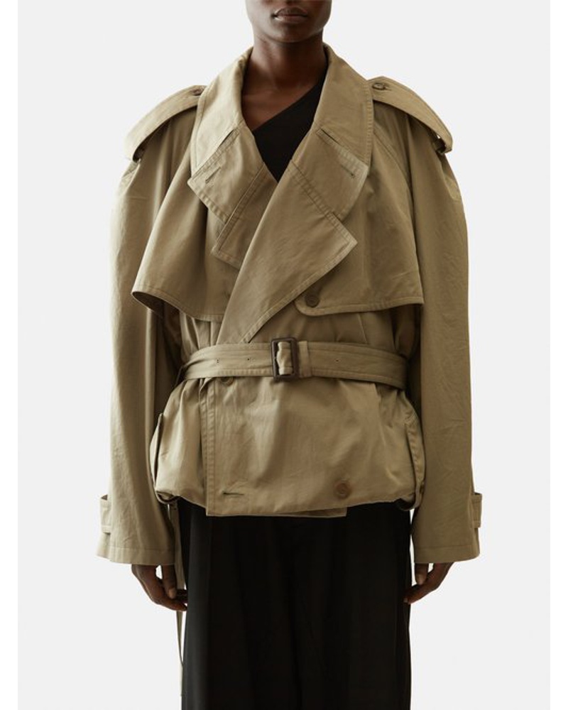 Balenciaga Damen Oversized Cropped Twill Trench Coat