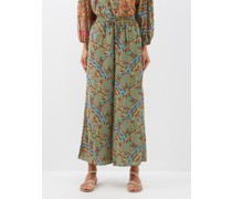 Celil Paisley-print Silk-crepe Wide-leg Trousers