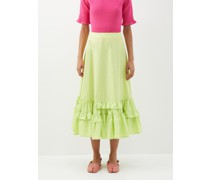 Ginny Ruffled Cotton-poplin Midi Skirt