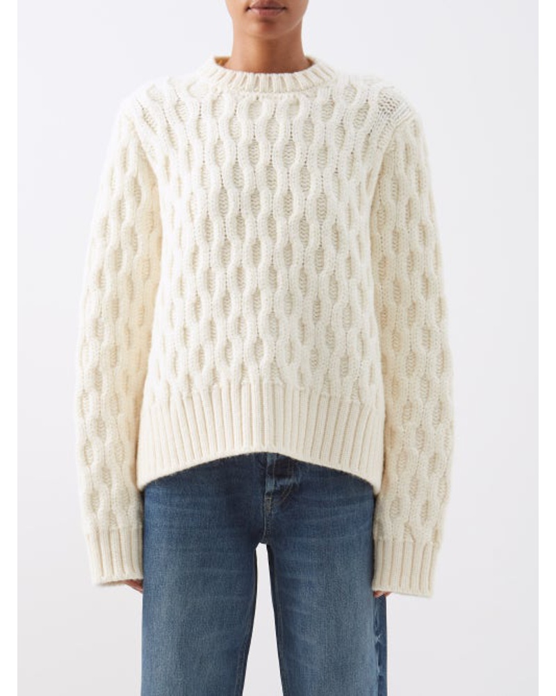 Raey Damen Organic-wool Blend Cable Knit Sweater