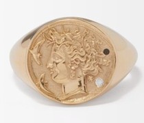 Goddess Diamond & 18kt Gold Signet Ring