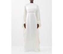 Raziya Belted Silk-satin Gown