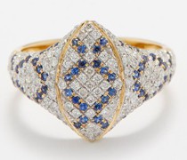 Signet Diamond, Sapphire & 9kt Gold Ring