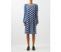 Square-neck Polka-dot Silk Dress