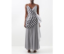 Draped Striped Cotton-poplin Dress