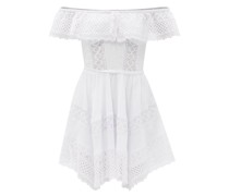 Off-the-shoulder Guipure-lace Voile Mini Dress