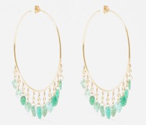 Leaf Diamond, Emerald & 14kt Gold Earrings