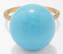 Turquoise, Diamond & 18kt Gold Ring