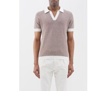 Contrast Cotton-blend Knitted Polo Shirt