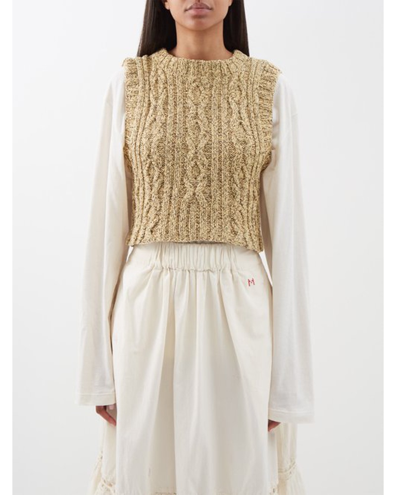 STORY mfg. Damen Flo Cable-knit Organic-cotton Sweater Vest