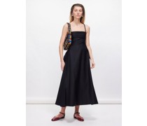 Raya Pintucked Open-back Cotton Midi Dress