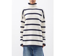 Chunky Organic Blend Striped Roll-neck Jumper