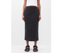 Cargo-pocket Ripstop-cotton Midi Skirt